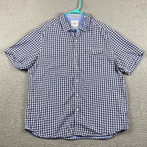 Tommy Bahama Island Crafted Modern Fit Button Shirt Men's XL Blue Plaid - Picture 1 of 10